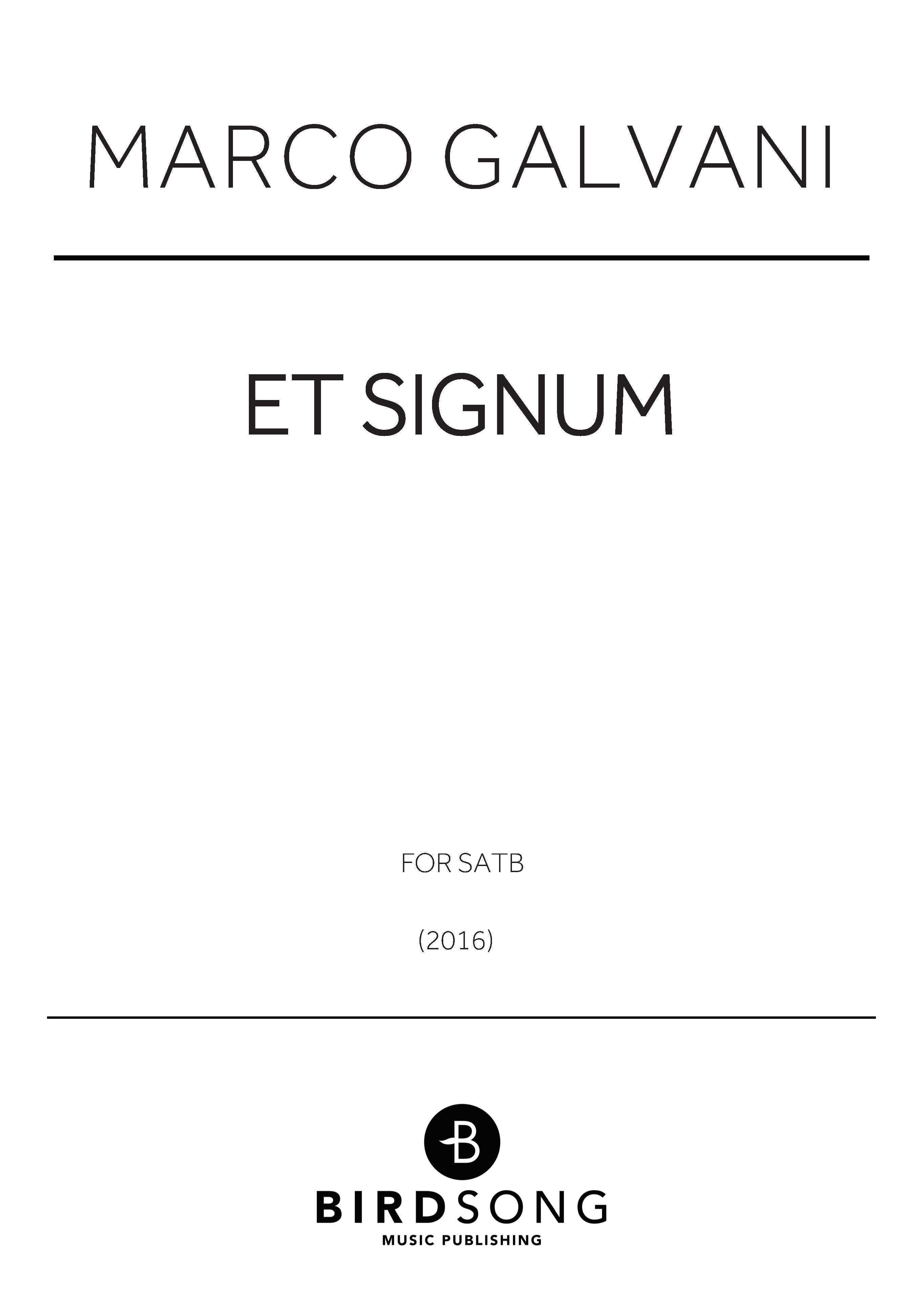 Et Signum - SATB Choir (Digital Download)