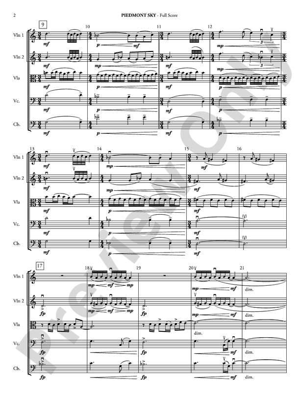 Piedmont Sky - String Orchestra Conductor Score & Parts (Digital Download)