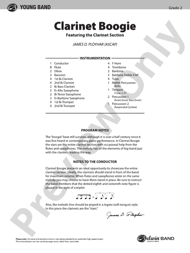 Clarinet Boogie - Concert Band Conductor Score & Parts (Digital Download)