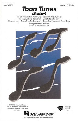 Toon Tunes - SAB Mark Brymer Hal Leonard Choral Score Octavo