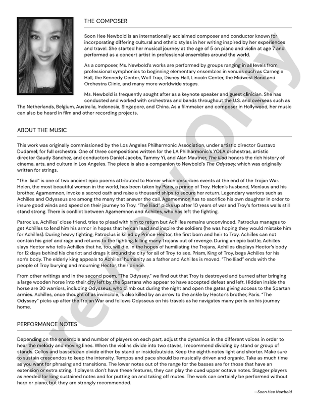 The Iliad - String Orchestra Conductor Score & Parts (Digital Download)