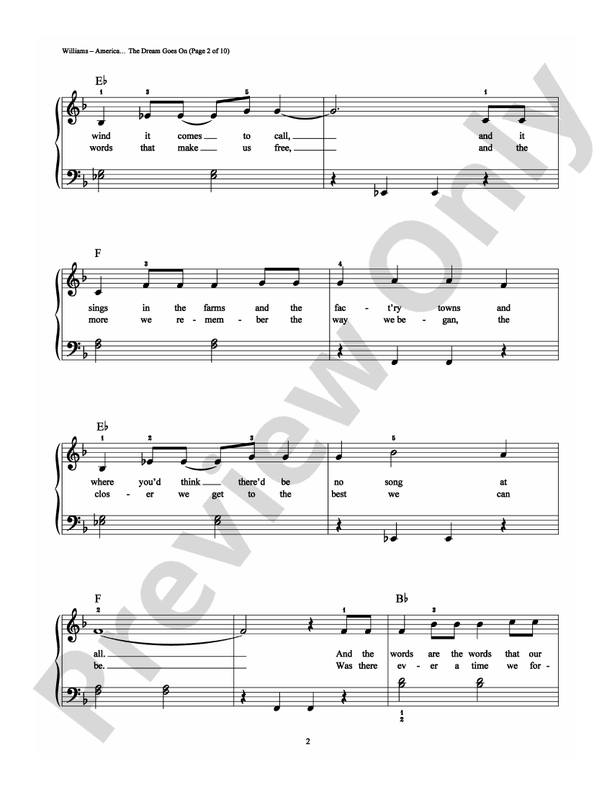 America... The Dream Goes On - Arr. Dan Coates - Easy Piano (Digital Download)