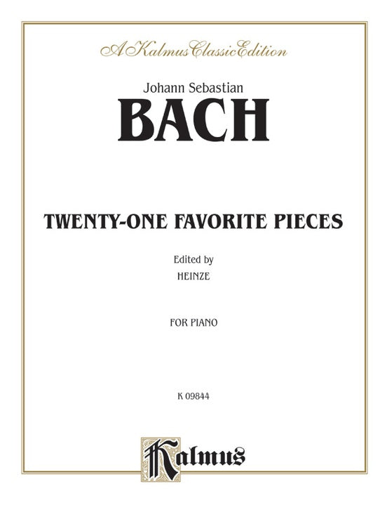 Bach - Twenty One Favorite Pieces - Piano Solo (Digital Download)
