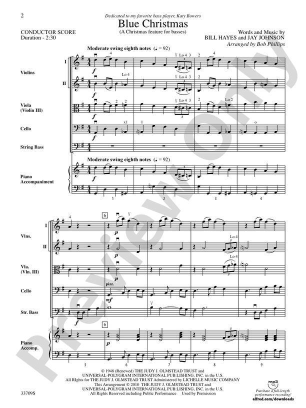 Blue Christmas – String Orchestra Conductor Score & Parts (Digital Download)