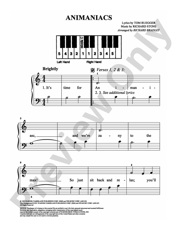 Animaniacs - Arr. Richard Bradley (DSM-PS-0009538) - Easy Piano (Digital Download)