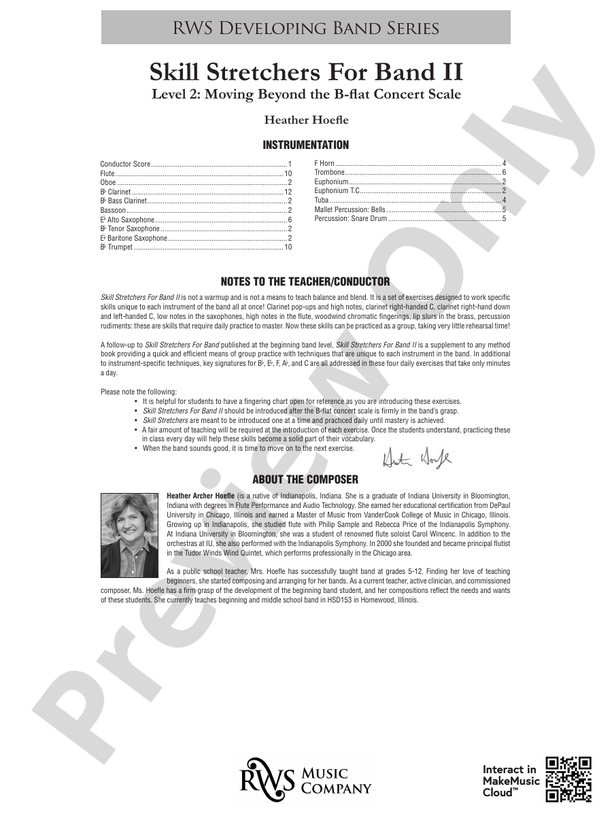 Skill Stretchers for Band II - Level 2: Moving Beyond the B-flat Concert Scale - Concert Band Conductor Score & Parts(Digital Download)