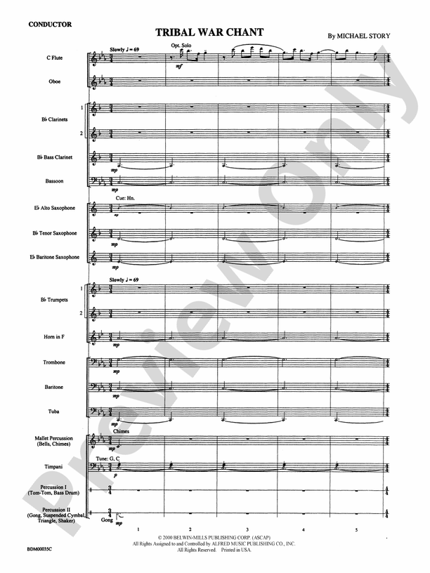 Tribal War Chant - Concert Band Conductor Score & Parts (Digital Download)