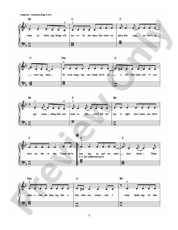 Graduation (Friends Forever) - Arr. Dan Coates - Easy Piano (Digital Download)