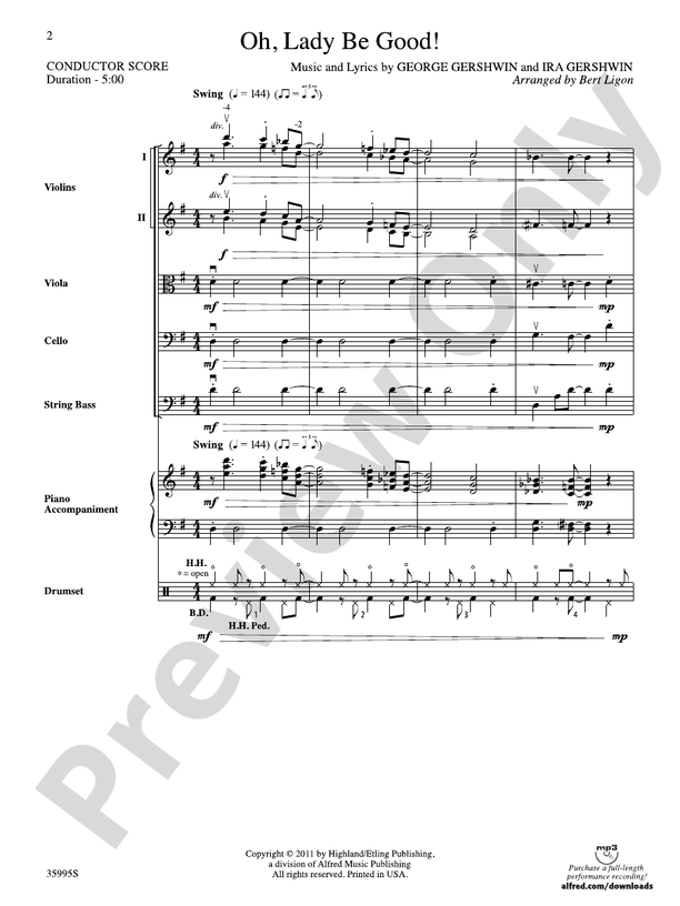 Oh, Lady Be Good! - String Orchestra Conductor Score & Parts (Digital Download)