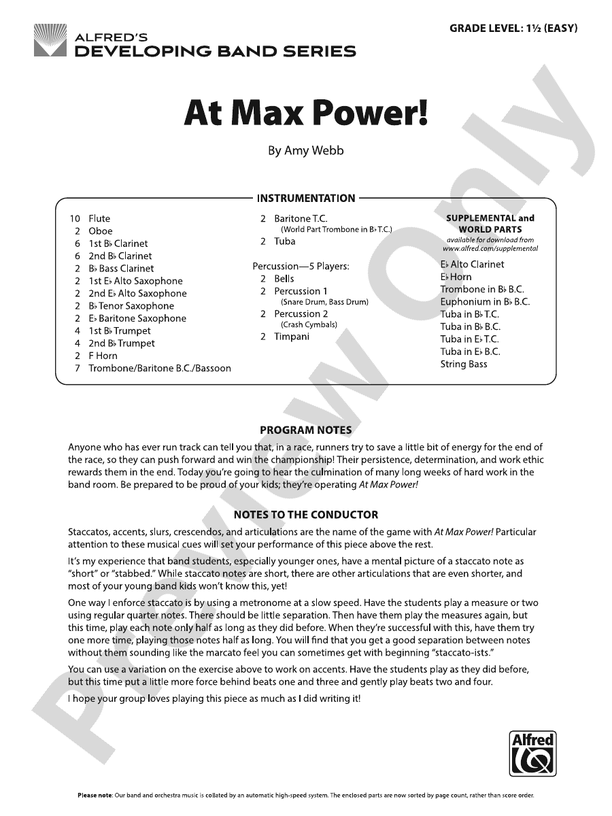 At Max Power! – Concert Band Conductor Score & Parts (Digital Download)