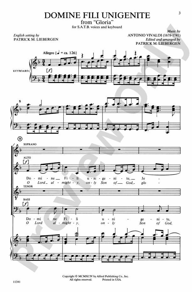 Domine Fili Unigenite (from Gloria) – SATB Choral Octavo (Digital Download)