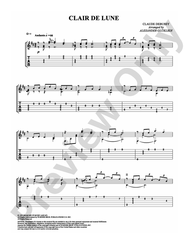 Clair de Lune - Guitar TAB (Digital Download)