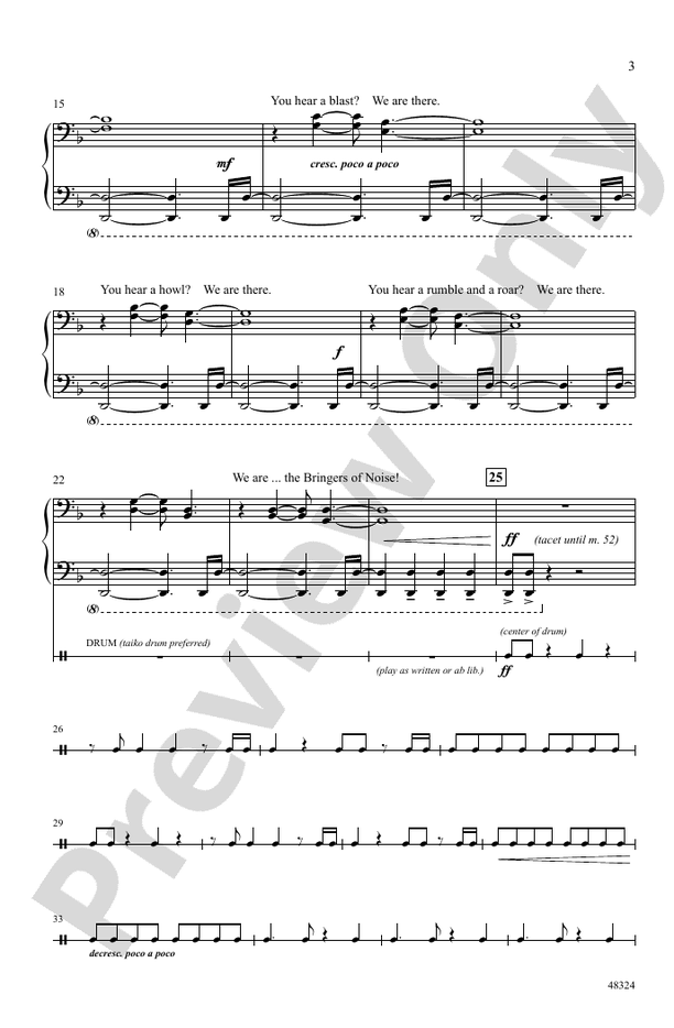 Bringers of Noise – TB (with Percussion) Choral Octavo (Digital Download)