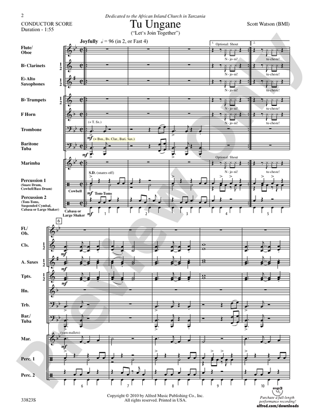 Tu Ungane - Concert Band Conductor Score & Parts (Digital Download)