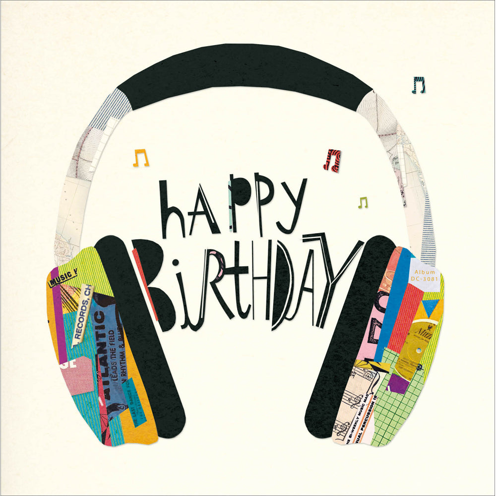 Greeting Card Happy Birthday Colourful Headphones