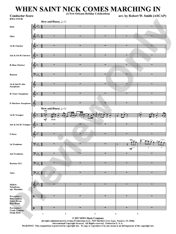 When Saint Nick Comes Marching In - A New Orleans Holiday Celebration - Concert Band Conductor Score & Parts (Digital Download)