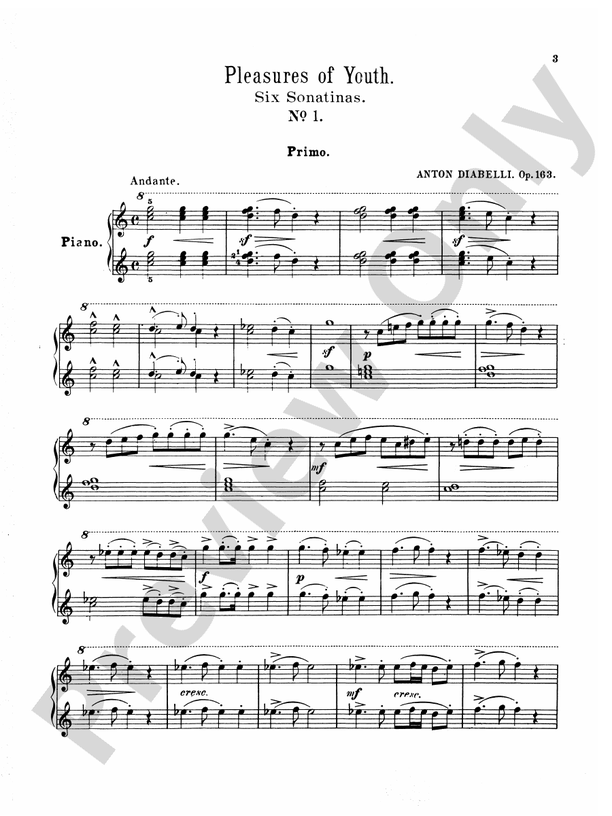 Diabelli - Pleasures of Youth (Six Sonatinas on Five Notes) - 1 Piano, 4 Hands (Digital Download)