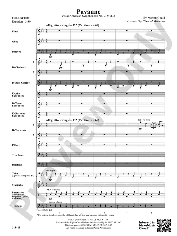 Pavanne - Concert Band Conductor Score & Parts(Digital Download)