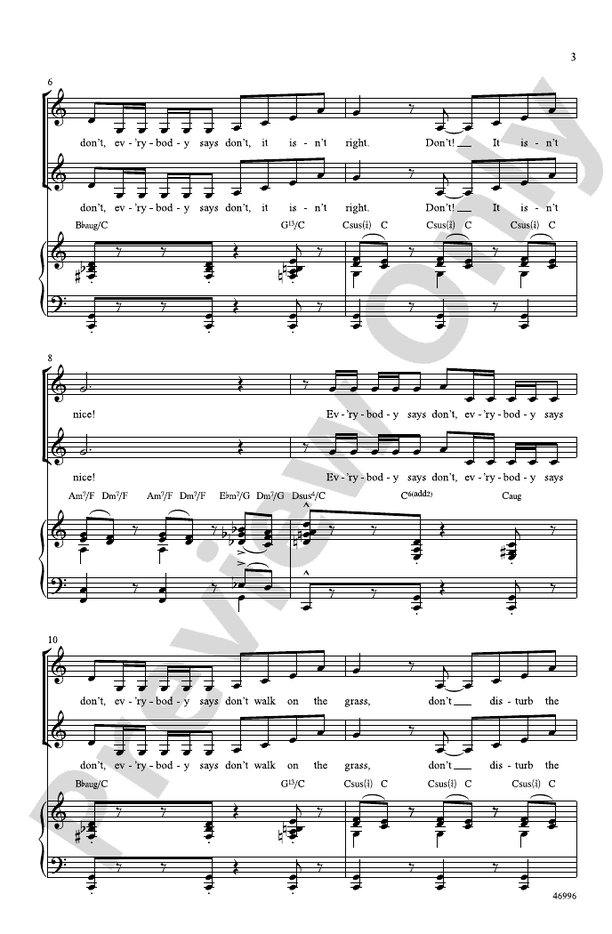 Everybody Says Don't – SSA Choral Octavo (Digital Download)