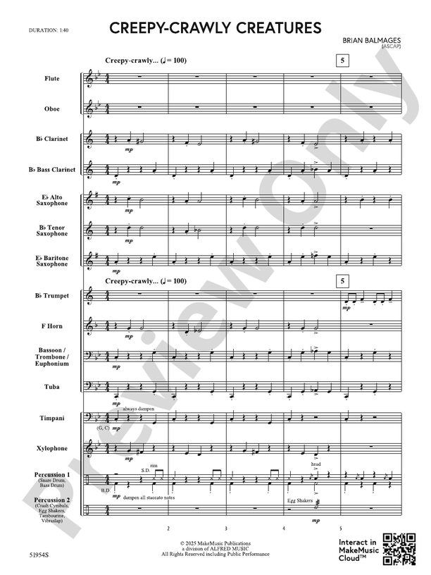 Creepy-Crawly Creatures - Concert Band Conductor Score & Parts(Digital Download)