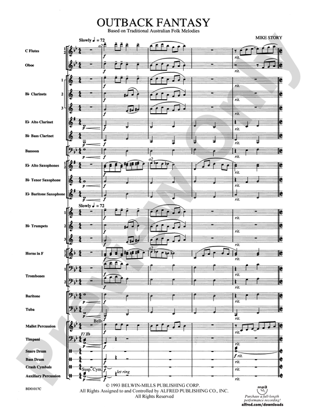 Outback Fantasy (based on Traditional Australian Folk Melodies) - Concert Band Conductor Score & Parts (Digital Download)