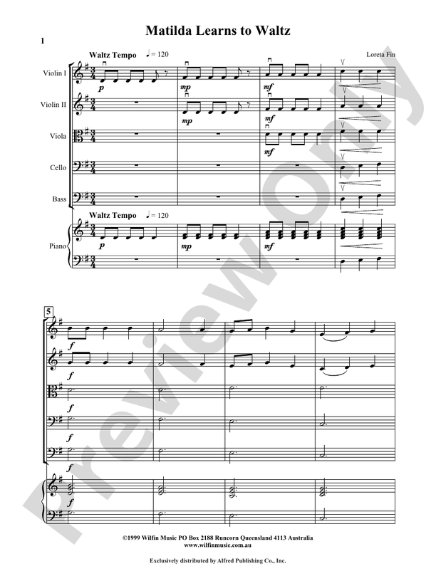 Matilda Learns to Waltz - Arr. Loreta Fin – String Orchestra Conductor Score & Parts (Digital Download)