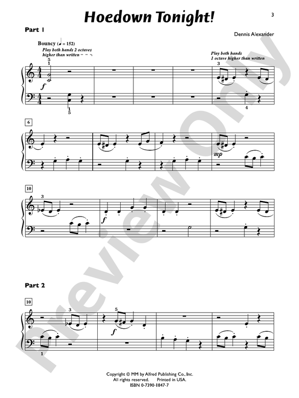 Hoedown Tonight! - 1 Piano, 6 Hands (Digital Download)