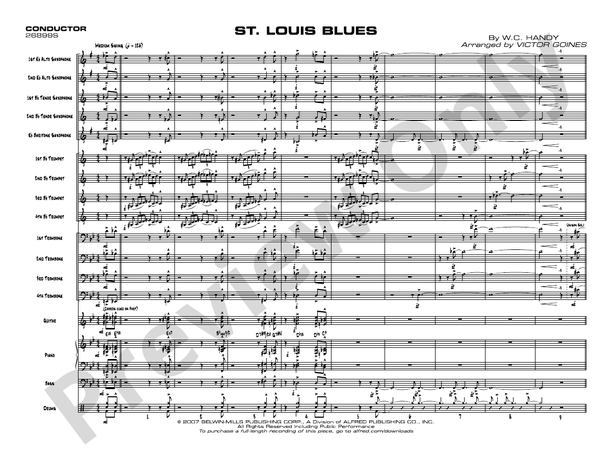 St. Louis Blues (Arr. Victor Goines) - Jazz Ensemble Conductor Score & Parts (Digital Download)