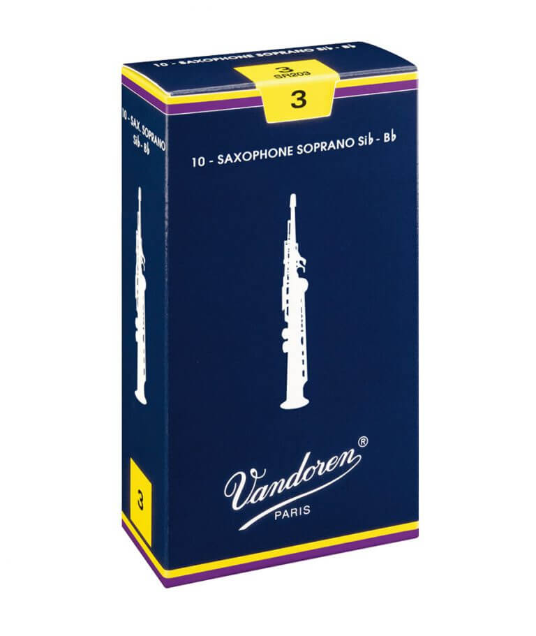 Vandoren Traditional Soprano Saxophone Reeds, Strength 3, 10-Pack