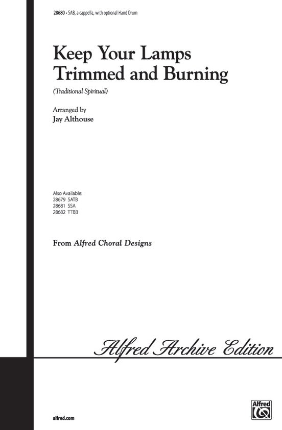 Keep Your Lamps Trimmed and Burning – 3 Part Mixed, a cappella Choral Octavo (Digital Download)