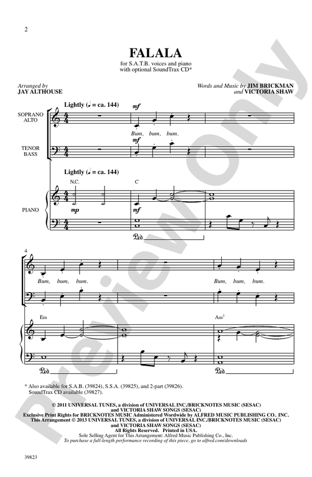 Falala – SATB Choral Octavo (Digital Download)