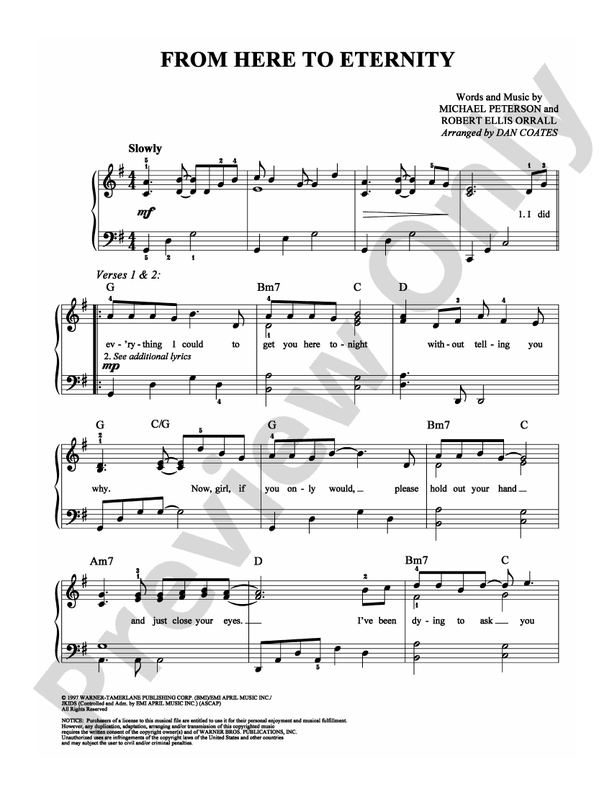 From Here to Eternity - Arr. Dan Coates - Easy Piano (Digital Download)
