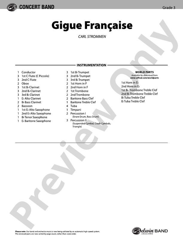 Gigue Fran√ßaise - Concert Band Conductor Score & Parts (Digital Download)