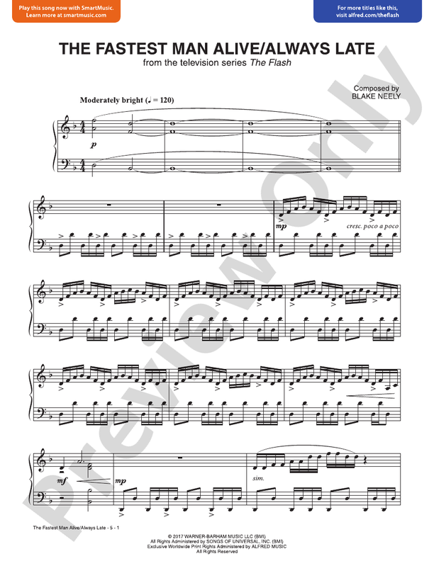 The Fastest Man Alive / Always Late (From the Television Series The Flash) - Piano (Digital Download)