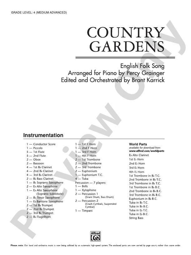 Country Gardens - Concert Band Conductor Score & Parts (Digital Download)