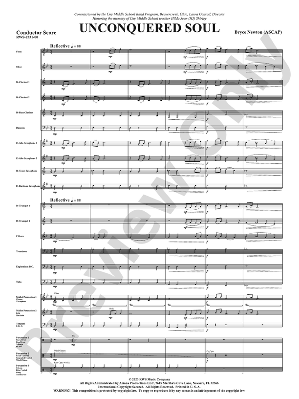 Unconquered Soul - Concert Band Conductor Score & Parts (Digital Download)