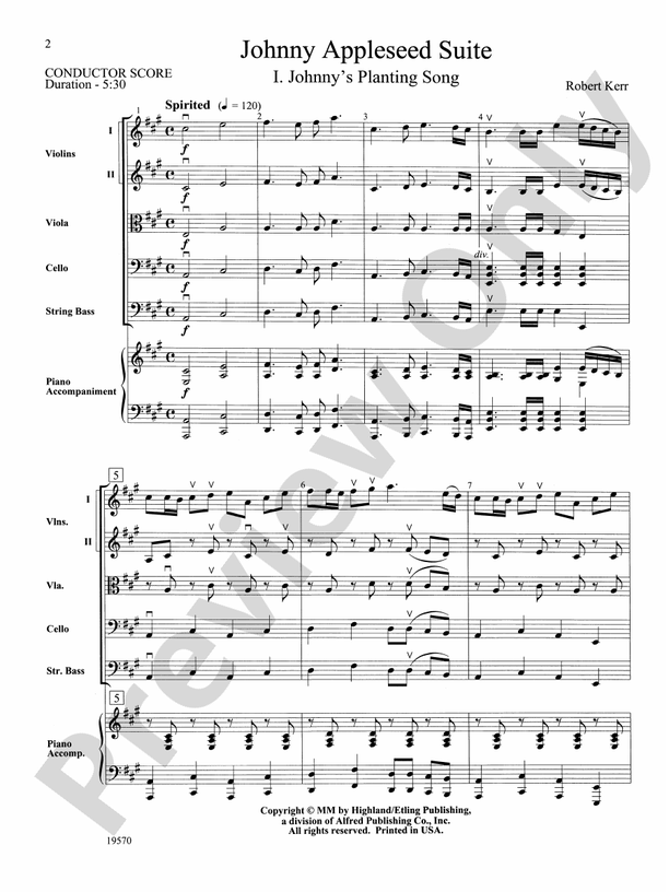 Johnny Appleseed Suite – String Orchestra Conductor Score & Parts (Digital Download)