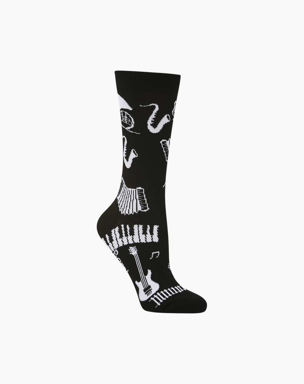 Womens Music Socks Black with White Musical Instruments 'All That Jazz' Size 2-8 Bamboo