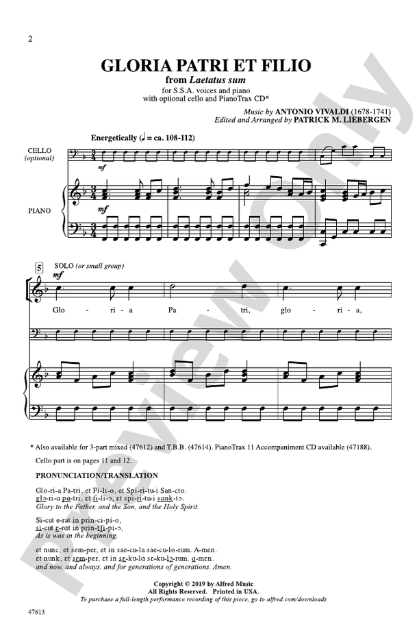 Gloria Patri et Filio – SSA Choral Octavo (Digital Download)