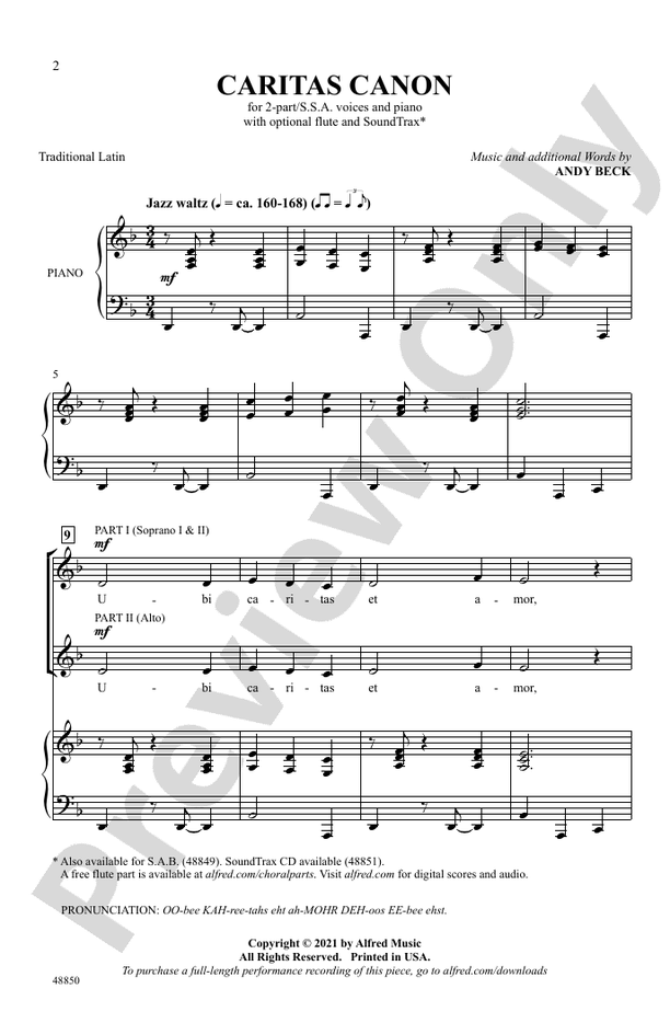 Caritas Canon – 2-Part / SSA Choral Octavo (Digital Download)