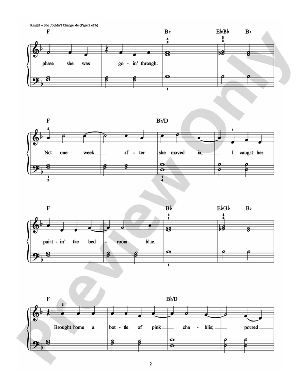 She Couldn't Change Me - Arr. Richard Bradley - Easy Piano (Digital Download)