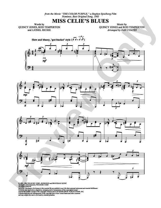 Miss Celie's Blues - Piano (Digital Download)