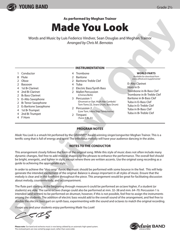 Made You Look - Concert Band Conductor Score & Parts (Digital Download)