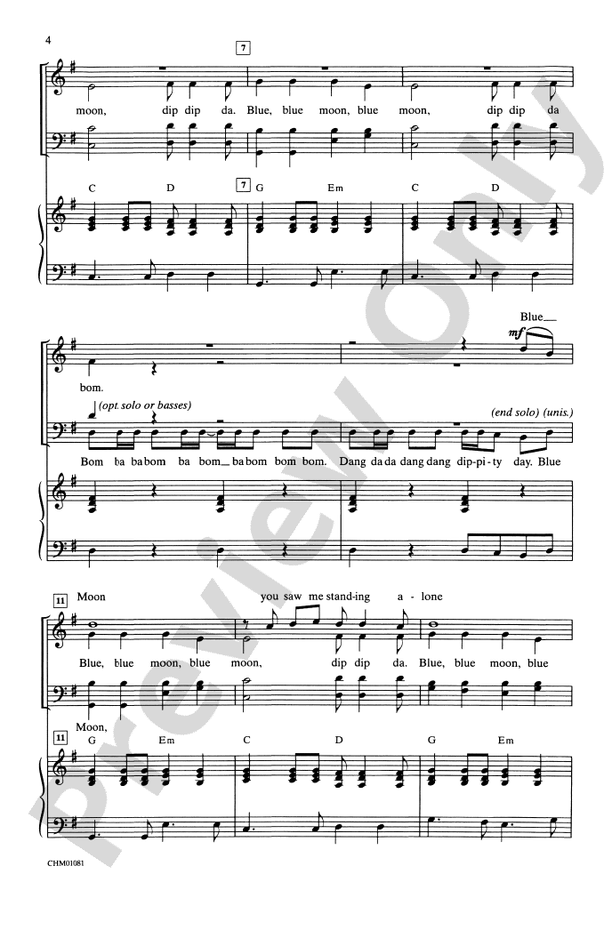 Blue Moon – SATB, a cappella Choral Octavo (Digital Download)