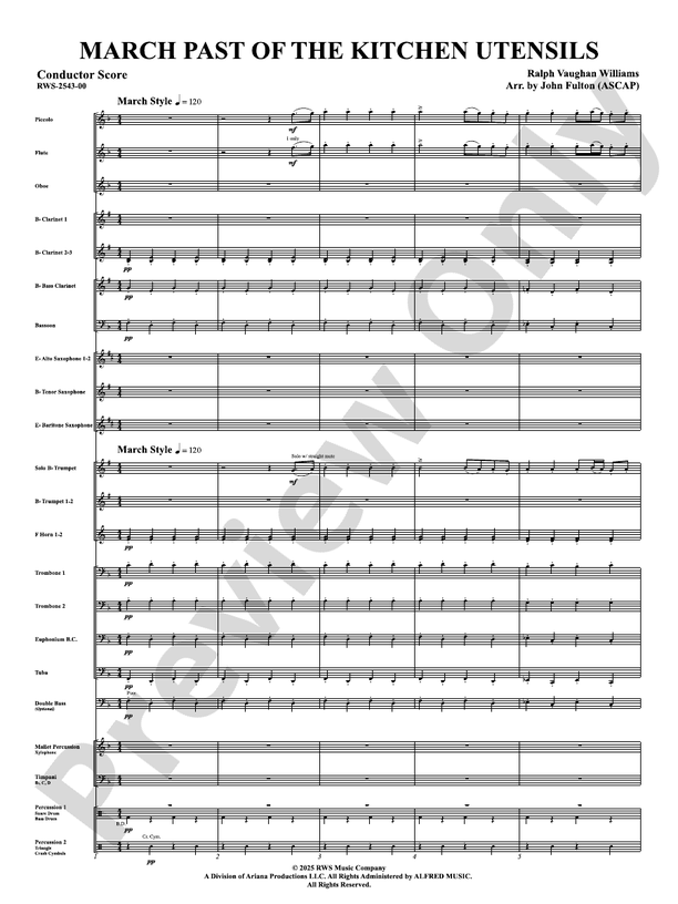 March Past Of The Kitchen Utensils - Concert Band Conductor Score & Parts(Digital Download)