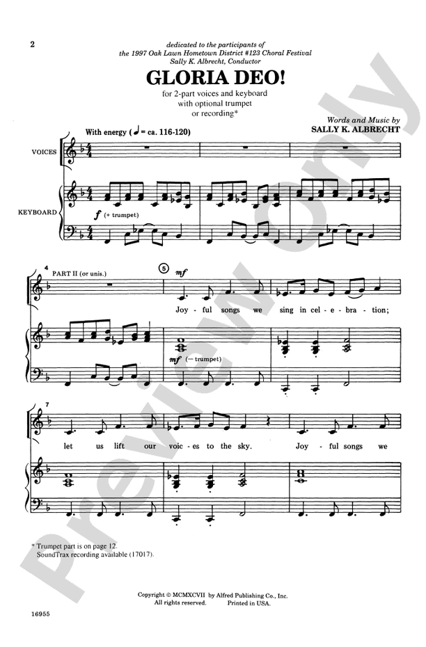 Gloria Deo – 2-Part (with Trumpet) Choral Octavo (Digital Download)