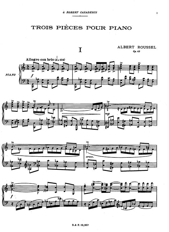 3 Pieces Op 49 Piano - Roussel - Durand Edition DF01235700