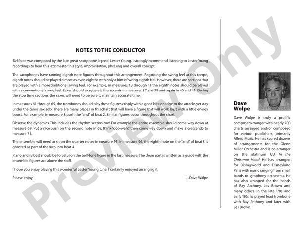 Tickletoe - Jazz Ensemble Conductor Score & Parts(Digital Download)