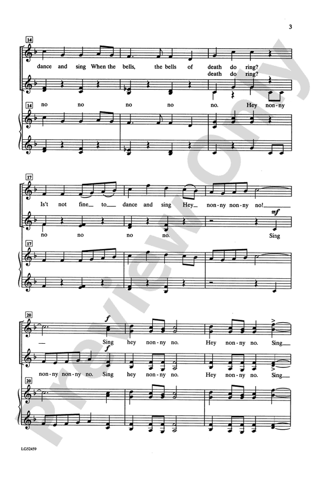 Hey Nonny No! – SSAA Choral Octavo (Digital Download)