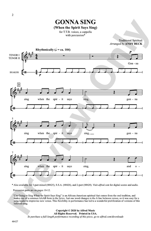 Gonna Sing – TTB, a cappella Choral Octavo (Digital Download)